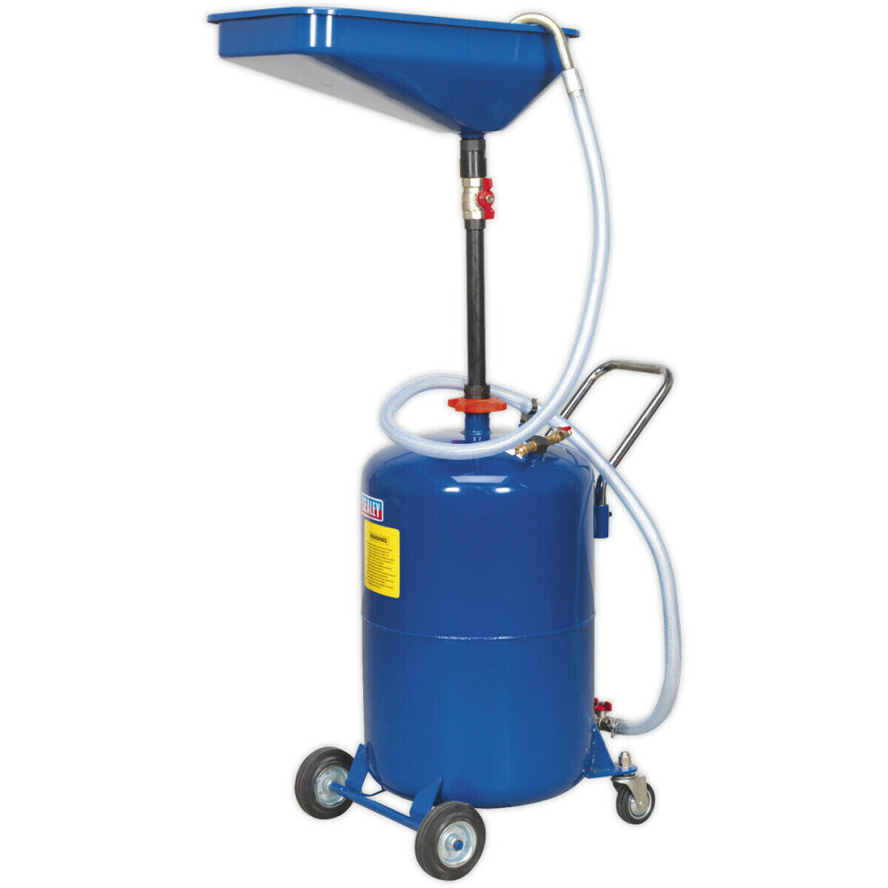 65L Mobile Oil Drainer with Air Discharge - Height Adjustable - Level Indicator