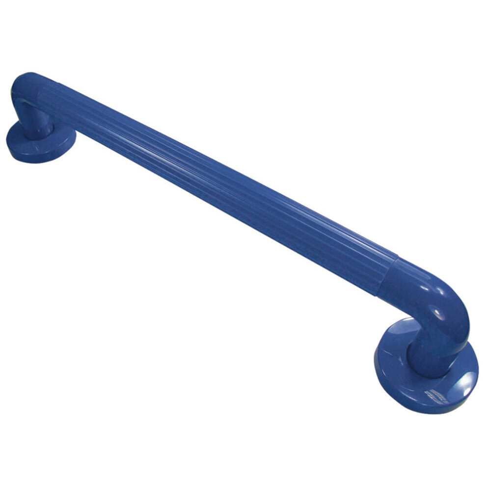Blue Ribbed UPVC Plastic Grab Bar - 450mm Length - 32mm Tube Reinforced Fixings
