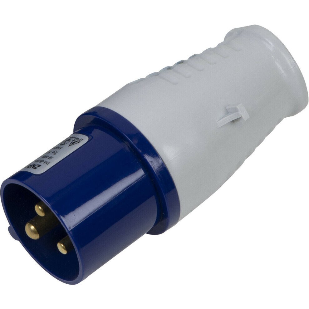 230V Blue 2P+E Plug - Industrial 16A 2P+E Site Plug Connector - IP44 Rated