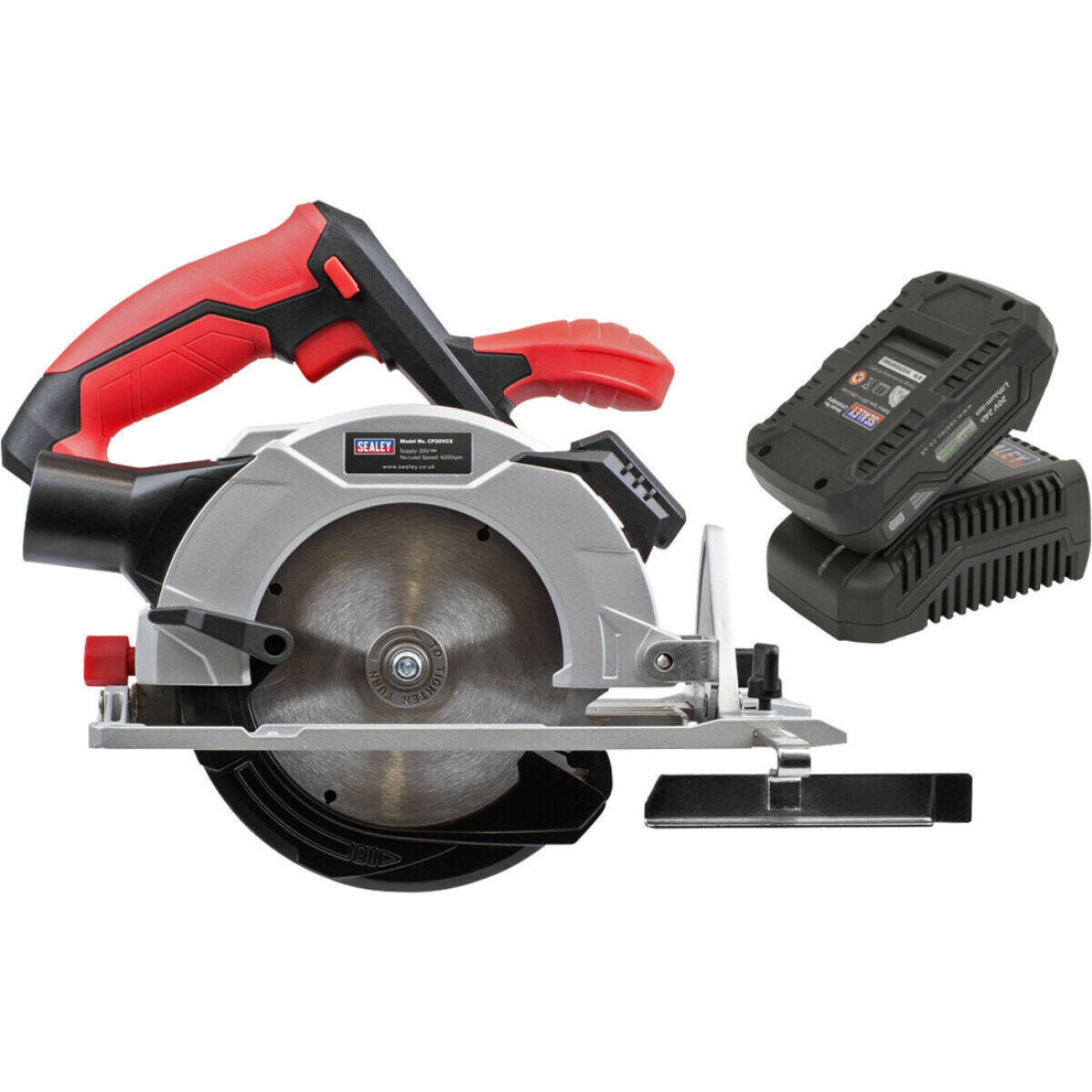 Loops 20V 150Mm Cordless Circular Saw Kit - Powerful Laser Guided Cutter With Guide