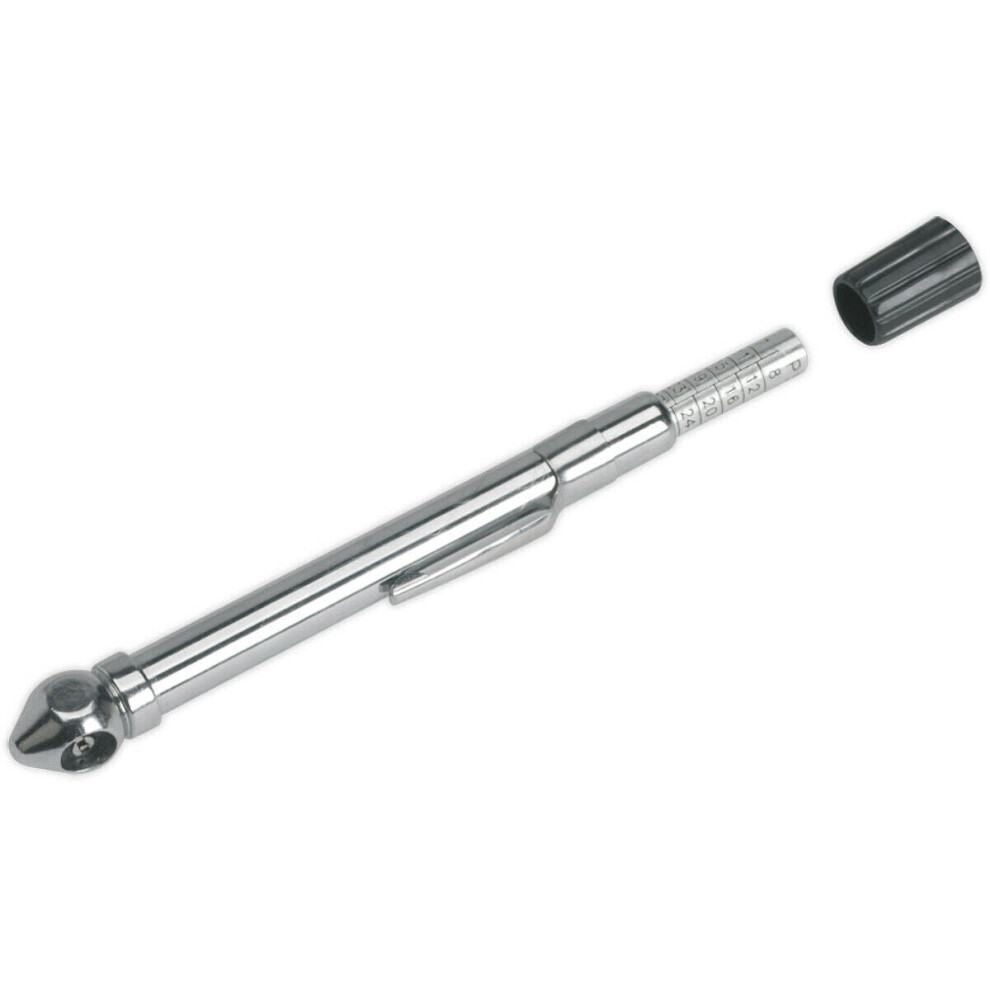 Loops 50Psi Premium Pocket Tyre Pressure Gauge - Pencil Connector & Core Removal Tool