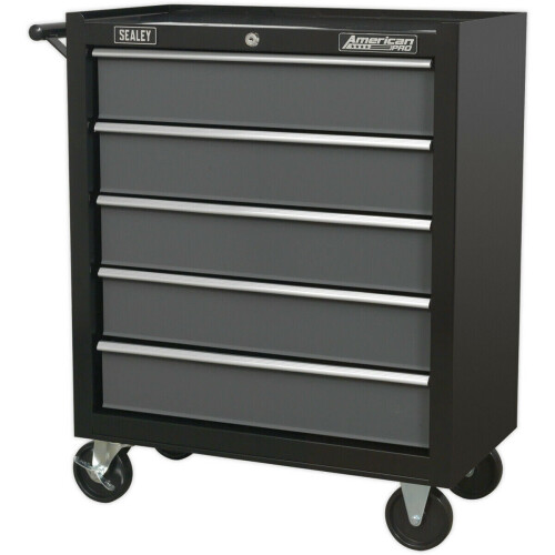 Loops 620 x 330 x 770mm 5 Drawer BLACK Portable Tool Chest Locking Mobile Storage Box 2