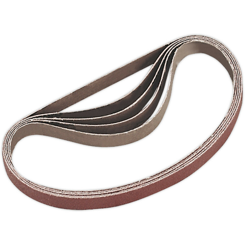 5 PACK - 10mm X 330mm Sanding Belts - 100 Grit Aluminium Oxide Slim Detail Loop