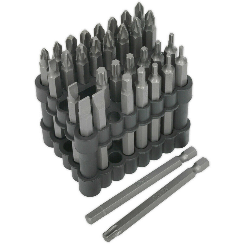 32 Piece Power Tool Bit Set - 75Mm Extra-Long Bits - Chrome Vanadium Steel 5056524240724