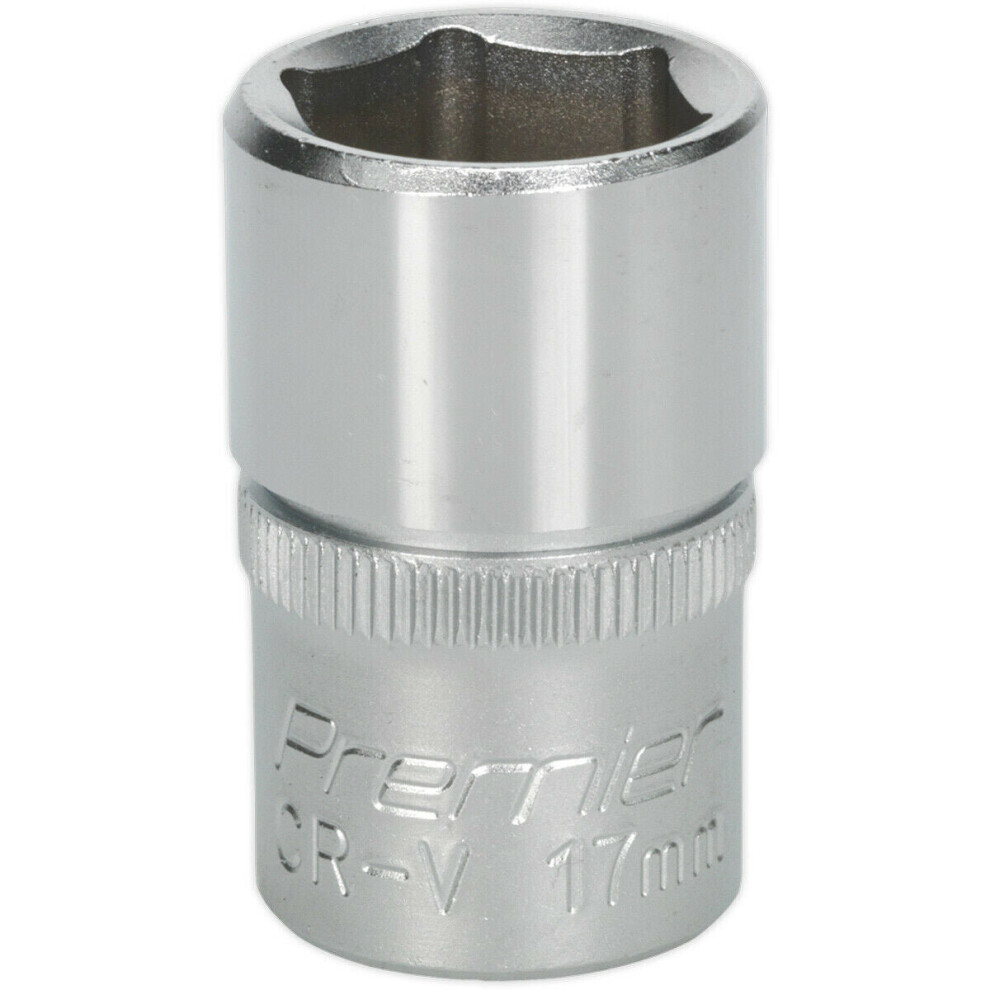 Loops 17Mm Steel Drive Socket - 1/2" Square Drive - Chrome Vanadium Wrench Socket