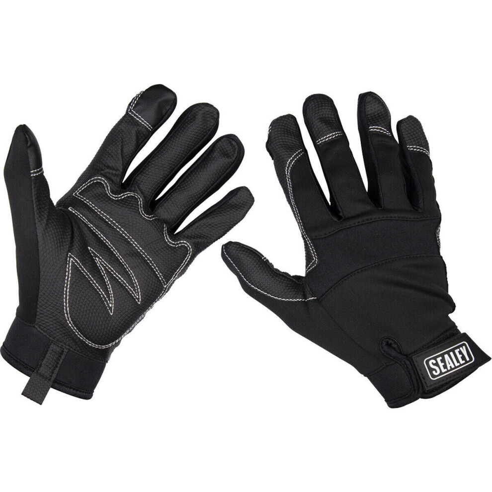Pair Light Palm Black Mechanics Gloves - Xl - Touchscreen Index Fingertip 5056524288313