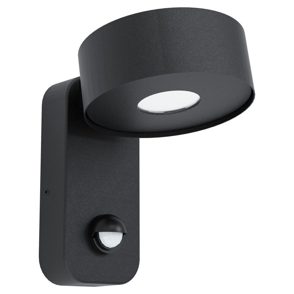 IP44 Outdoor Wall Light & PIR Sensor Black Zinc Steel 6W Built in LED