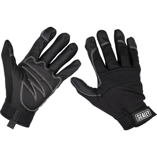 Loops PAIR Light Palm Black Mechanics Gloves - Large - Touchscreen Index Fingertip