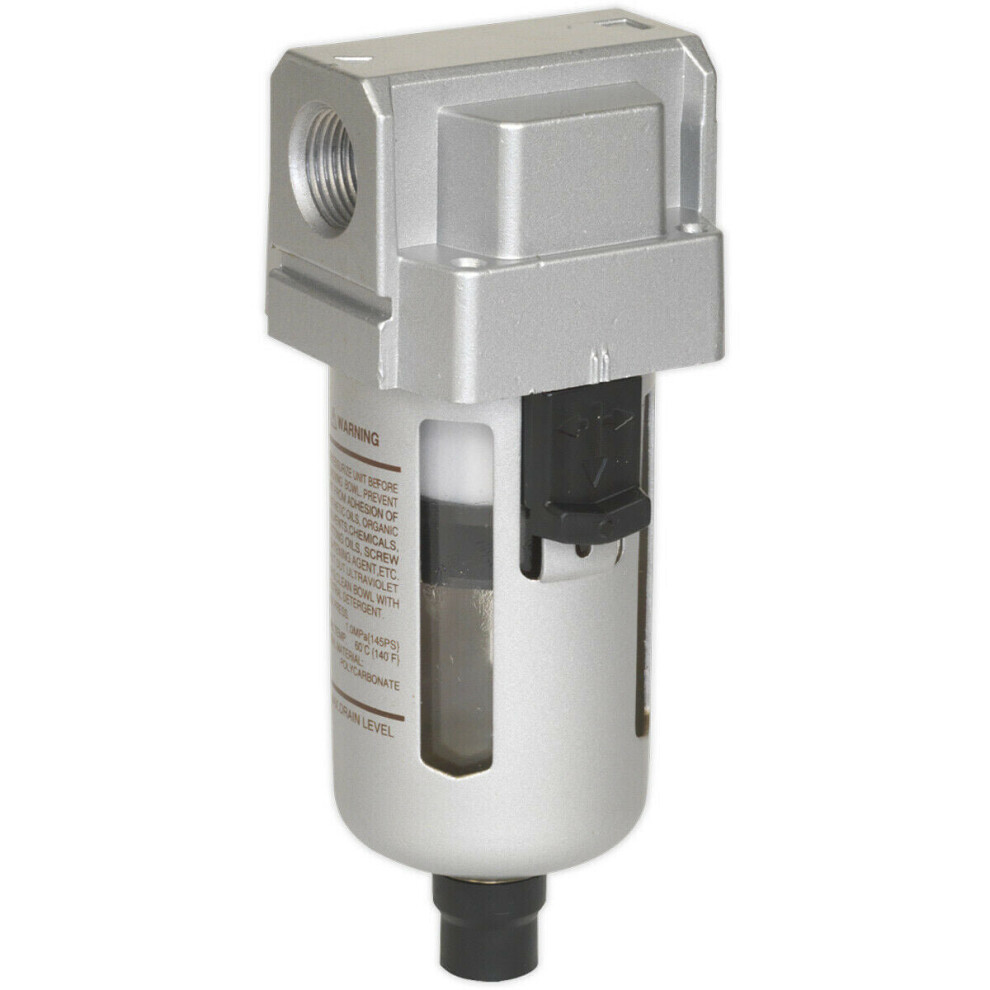 Workshop Air Supply Filter - Automatic Drain Tap - 3/8" Bsp - 48Cfm Max Airflow 5056581907745