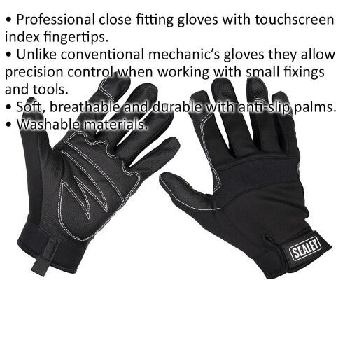 Loops PAIR Light Palm Black Mechanics Gloves - Large - Touchscreen Index Fingertip 1