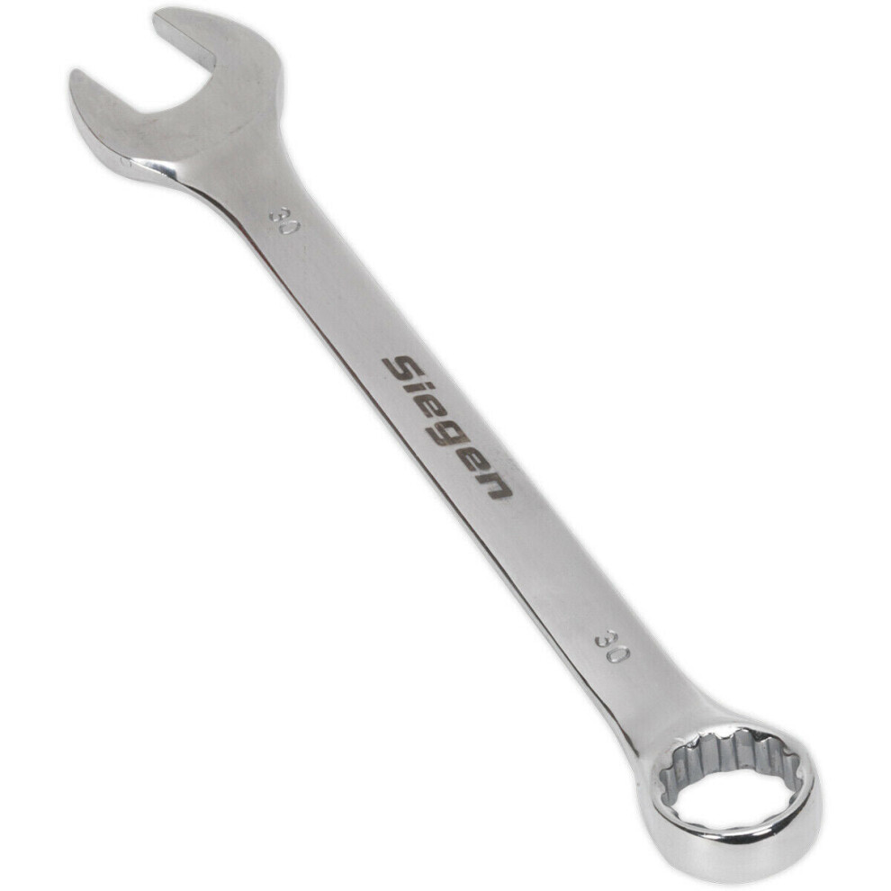 Hardened Steel Combination Spanner - 30mm - Polished Chrome Vanadium Wrench