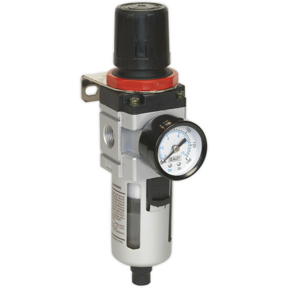 Loops Workshop Air Filter & Regulator - Pressure Gauge - 3/8" Bsp - Wall Bracket