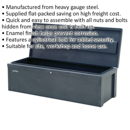 Loops Steel Tool Storage Chest - 1200 x 450 x 360mm - Locking Site Storage Box 1