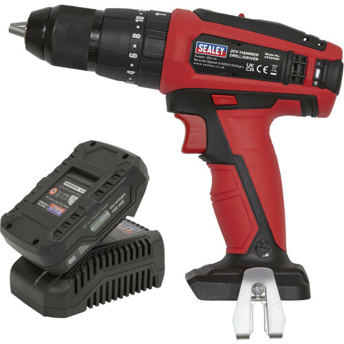 Loops 20V Hammer Drill Driver Kit - Includes 2Ah Battery & Charger - Storage Bag 2