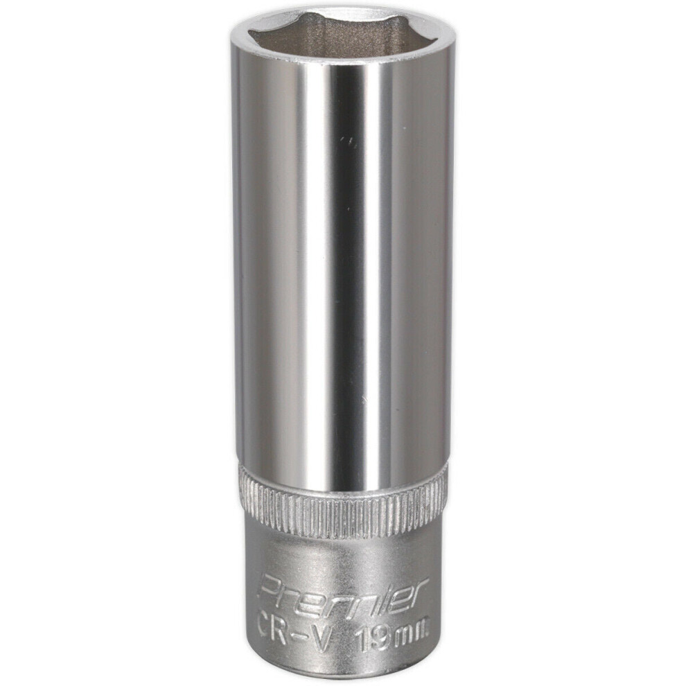 19mm Steel Deep Drive Socket - 1/2" Square Drive - Chrome Vanadium Socket