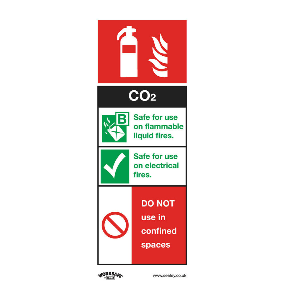 10x CO2 FIRE EXTINGUISHER Health & Safety Sign Rigid Plastic 75 x 210mm Warning