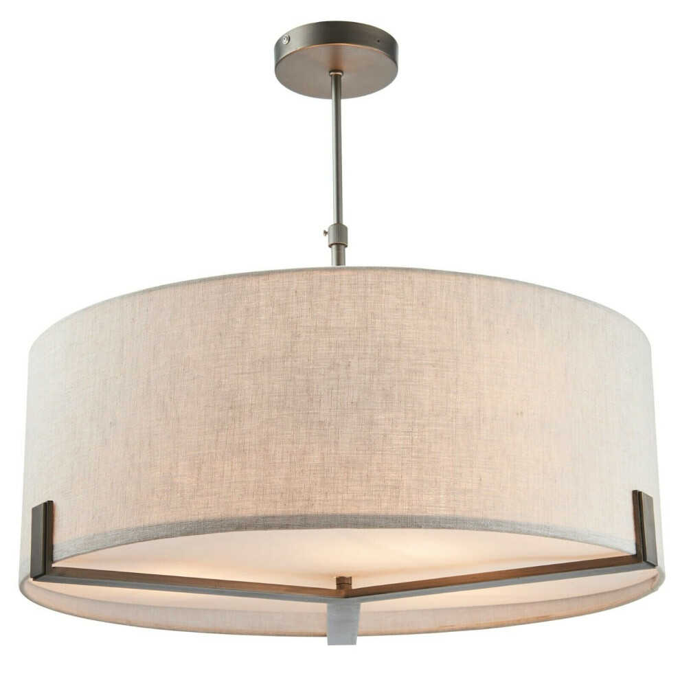 Loops Ceiling Pendant Light Brushed Bronze Plate & Natural Linen 3 X 40W E27