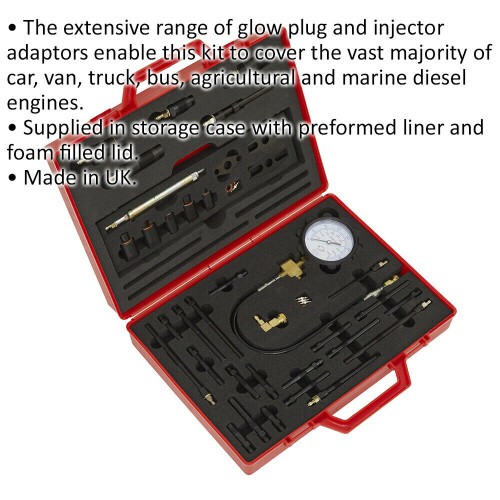 Loops Diesel Engine Compression Test Kit - Glow Plugs & Injector Adaptors - Case 1