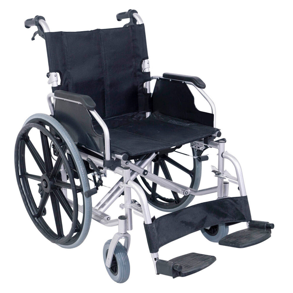 Deluxe Self Propelled Steel Wheelchair - 20 Inch Padded Seat 180kg Weight Limit