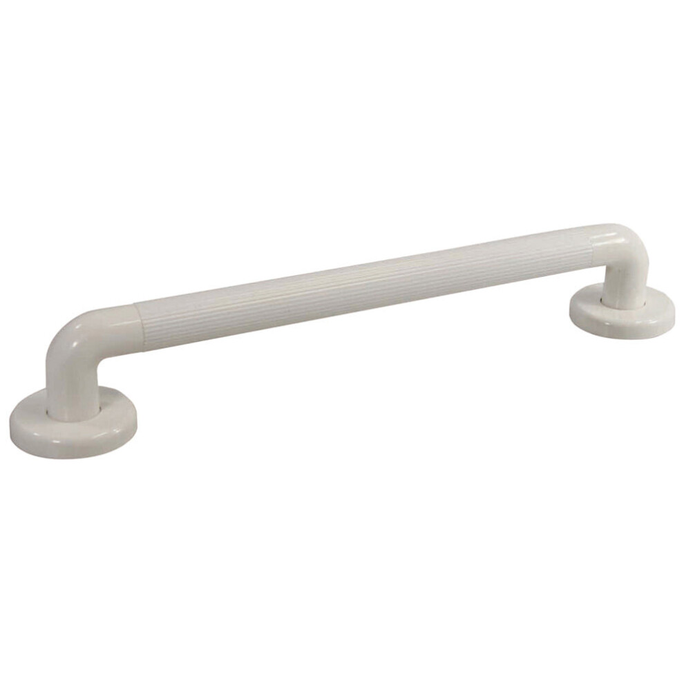 White UPVC Plastic Bathroom Wall Grab Bar - 300mm Length - Reinforced Fixings