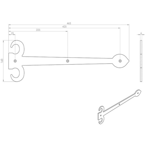 Loops PAIR 457mm Ornate Sword Hinge Front Black Antique Decorative Door Plate 2