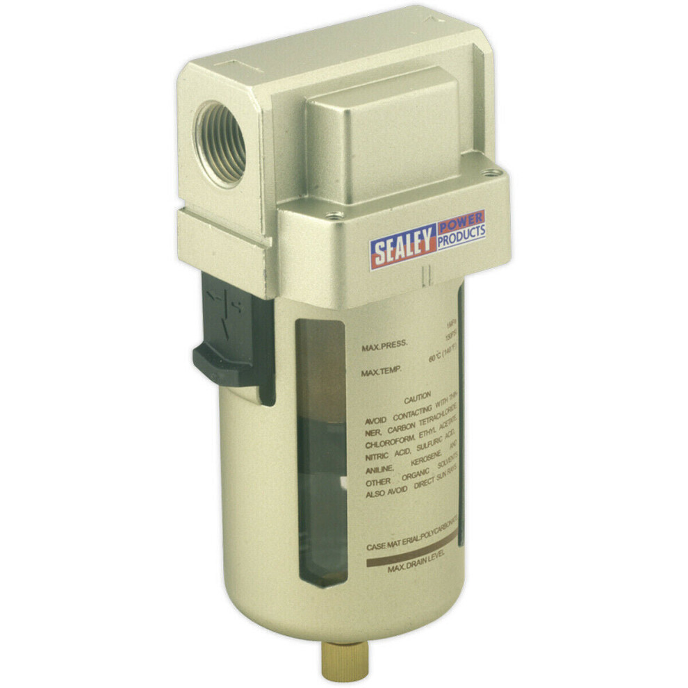 Workshop Air Supply Filter - 140Cfm Max Airflow - 1/2" Bsp Inlet & Outlet 5056581907837