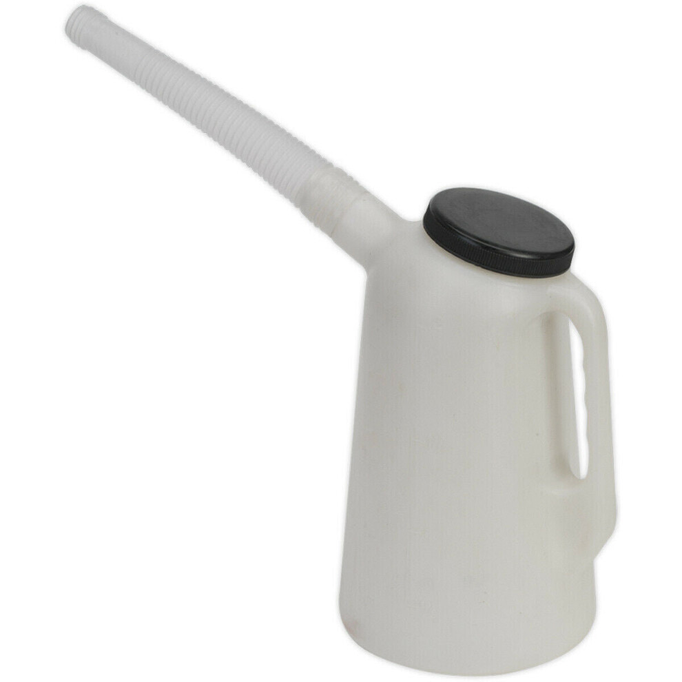 Loops 2 Litre Oil Container With Lid & Flexible Spout - Screw Cap - Polyethylene