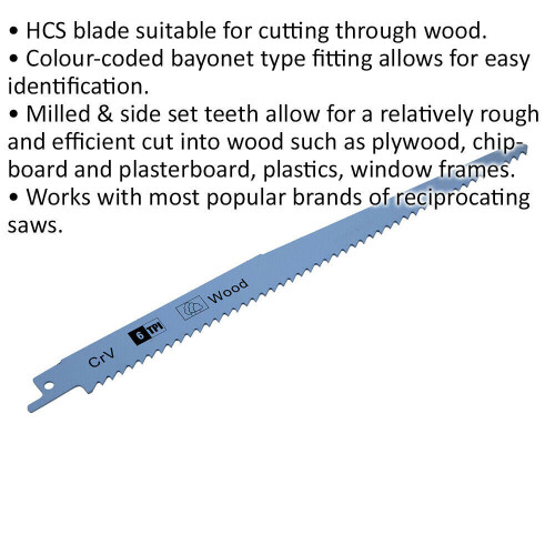 Loops 5 PACK 230mm HCS Reciprocating Saw Blade - 6 TPI - Milled Side Set Teeth 1
