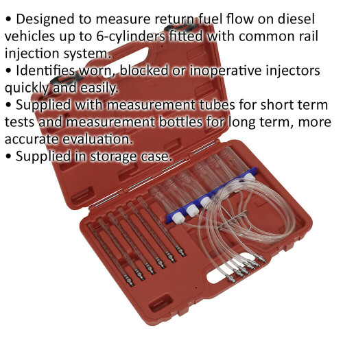 Loops Diesel Injector Flow Test Kit - Common Rail Injection System - Up to 6 Cylinders 1