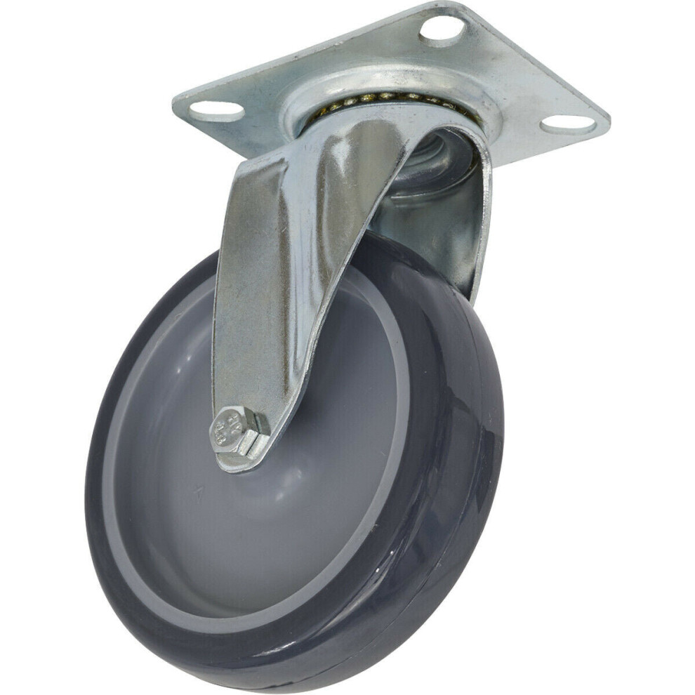Loops 100Mm Swivel Plate Castor Wheel - 25Mm Tread - Hard Pp & Pu Material - Offset