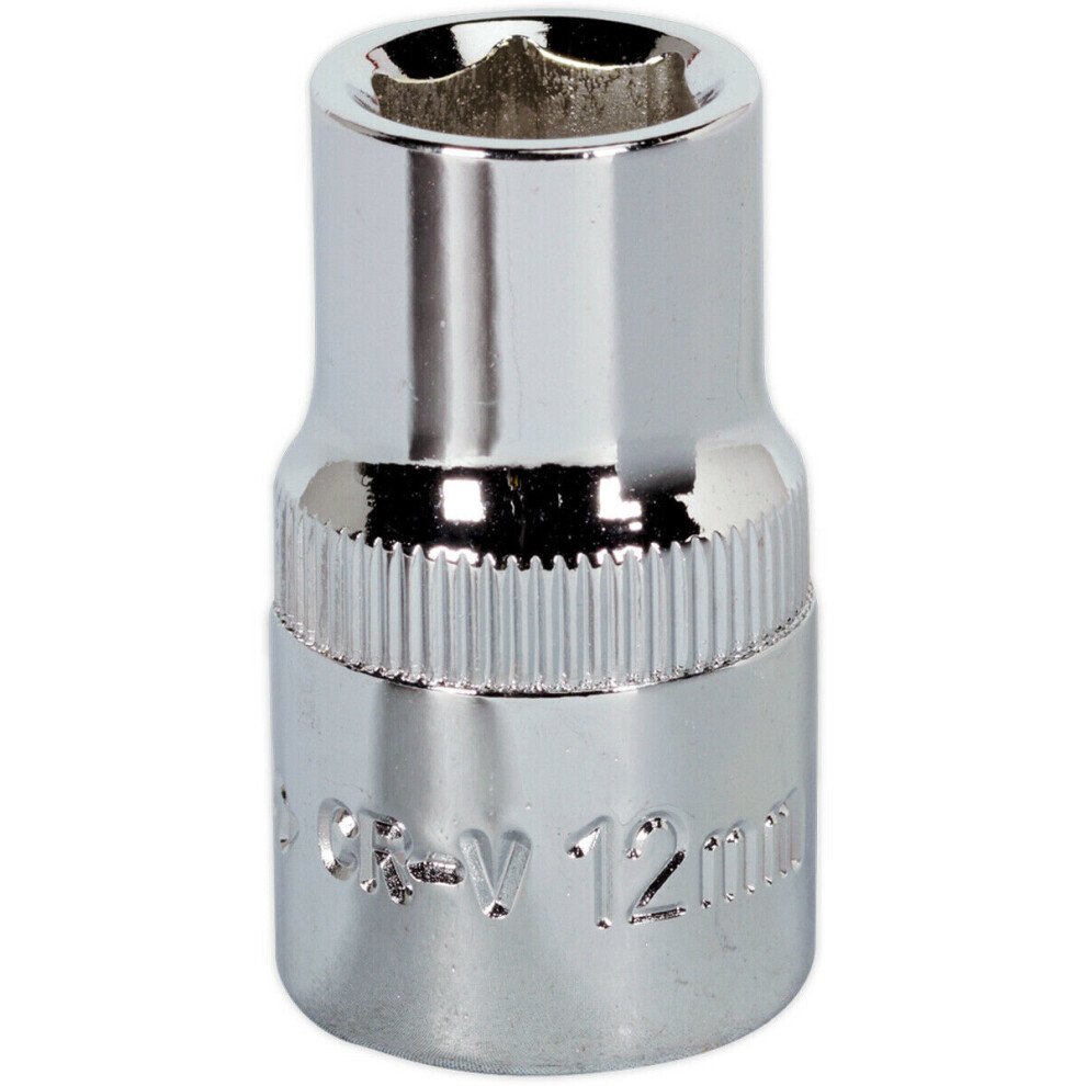 12mm Forged Steel Drive Socket - 1/2" Square Drive - Polished Chrome Vanadium