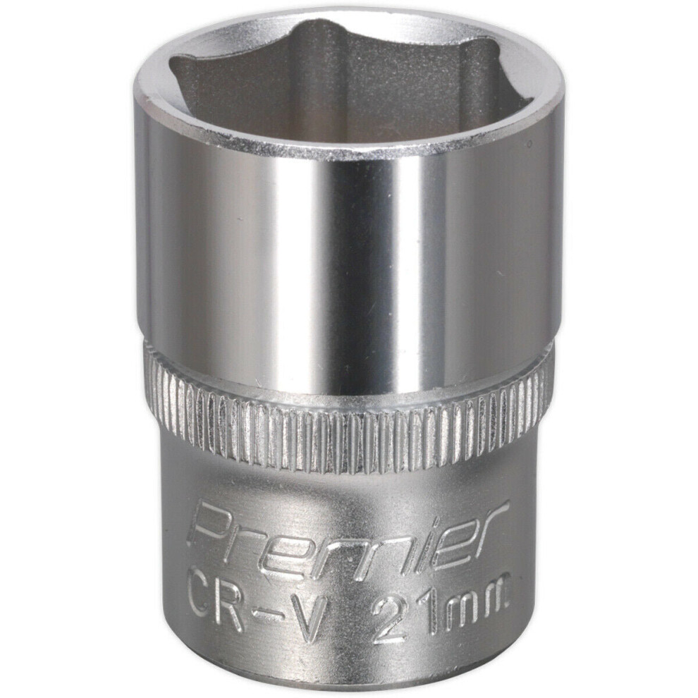 Loops 21Mm Steel Drive Socket - 1/2" Square Drive - Chrome Vanadium Wrench Socket