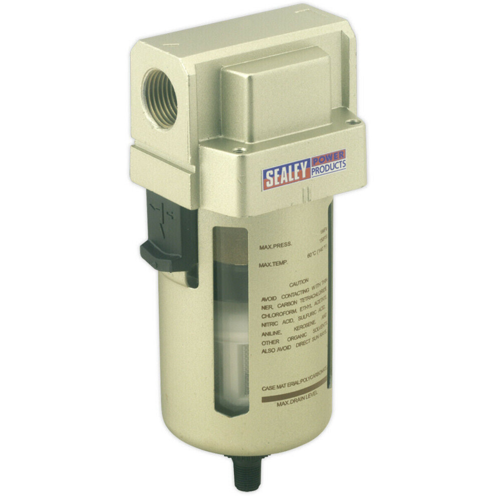 Workshop Air Supply Filter - Auto Drain Valve - 140cfm Max Airflow - 1/2" BSP