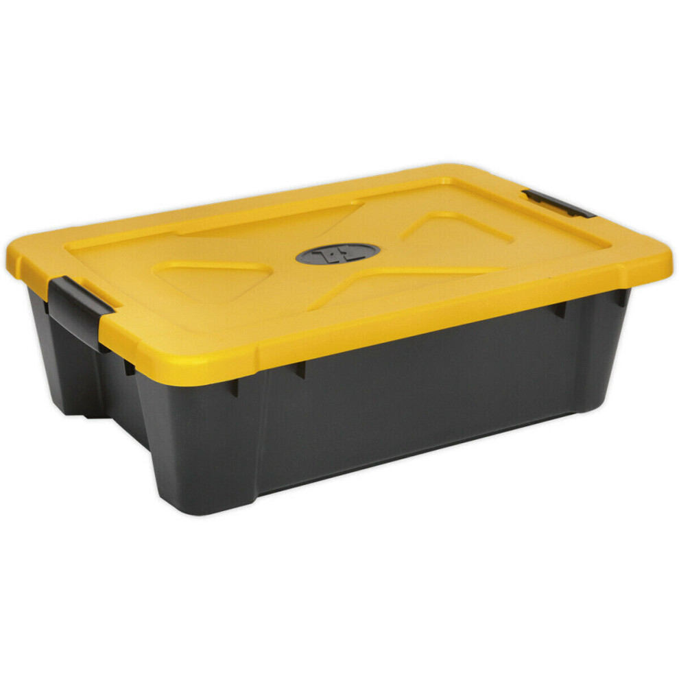 600 x 400 x 185mm Storage Container & Lid - BLACK 27L - Stackable Warehouse Bin