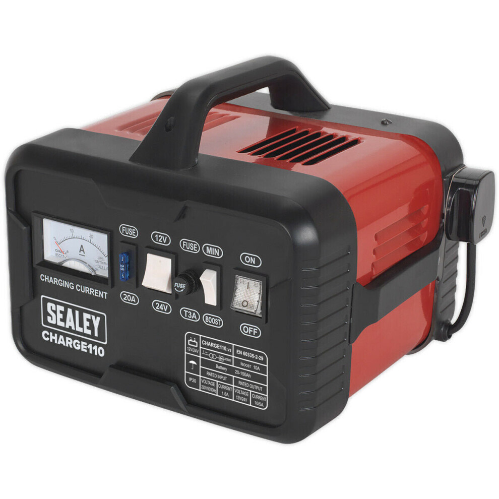 14A Single Phase Battery Charger - 12 / 24 V - Large Ammeter - 230V Power Supply 5056524267066
