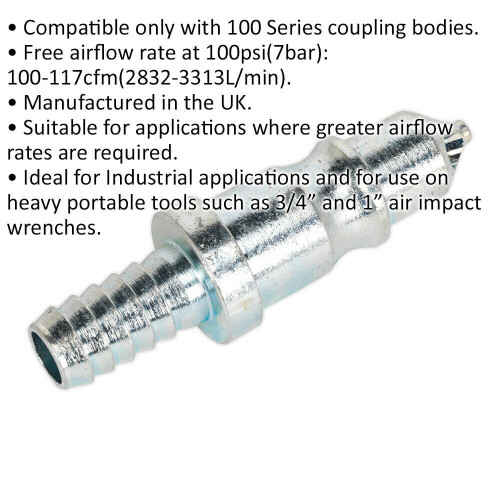 Loops 2 PACK Adaptor Tailpiece - 3/8" Bore Hose - High Flow Rate - 100 Series Coupling 1