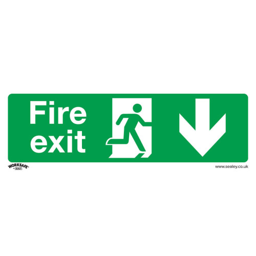 Loops 1x FIRE EXIT (DOWN) Health & Safety Sign - Rigid Plastic 300 x 100mm Warning
