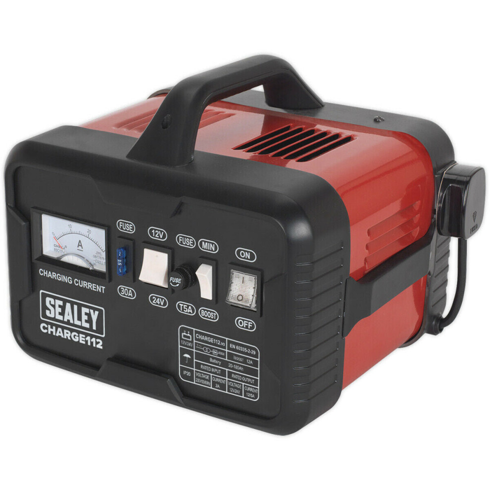 16A Single Phase Battery Charger - 12 / 24 V - Large Ammeter - 230V Power Supply 5056524267073