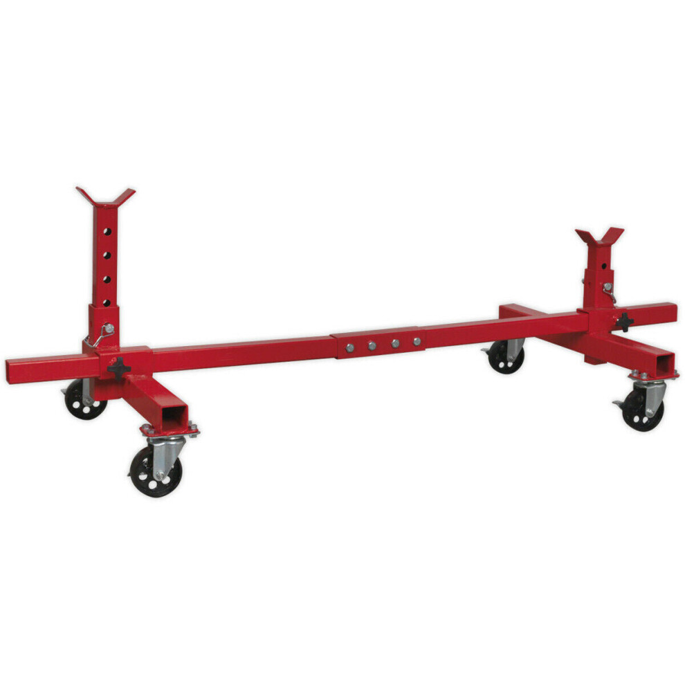 2 Post Adjustable Vehicle Moving Dolly - 900kg Capacity - Heavy Duty Steel Frame