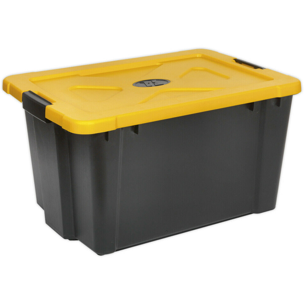 600 x 400 x 335mm Storage Container & Lid - BLACK 54L - Stackable Warehouse Bin