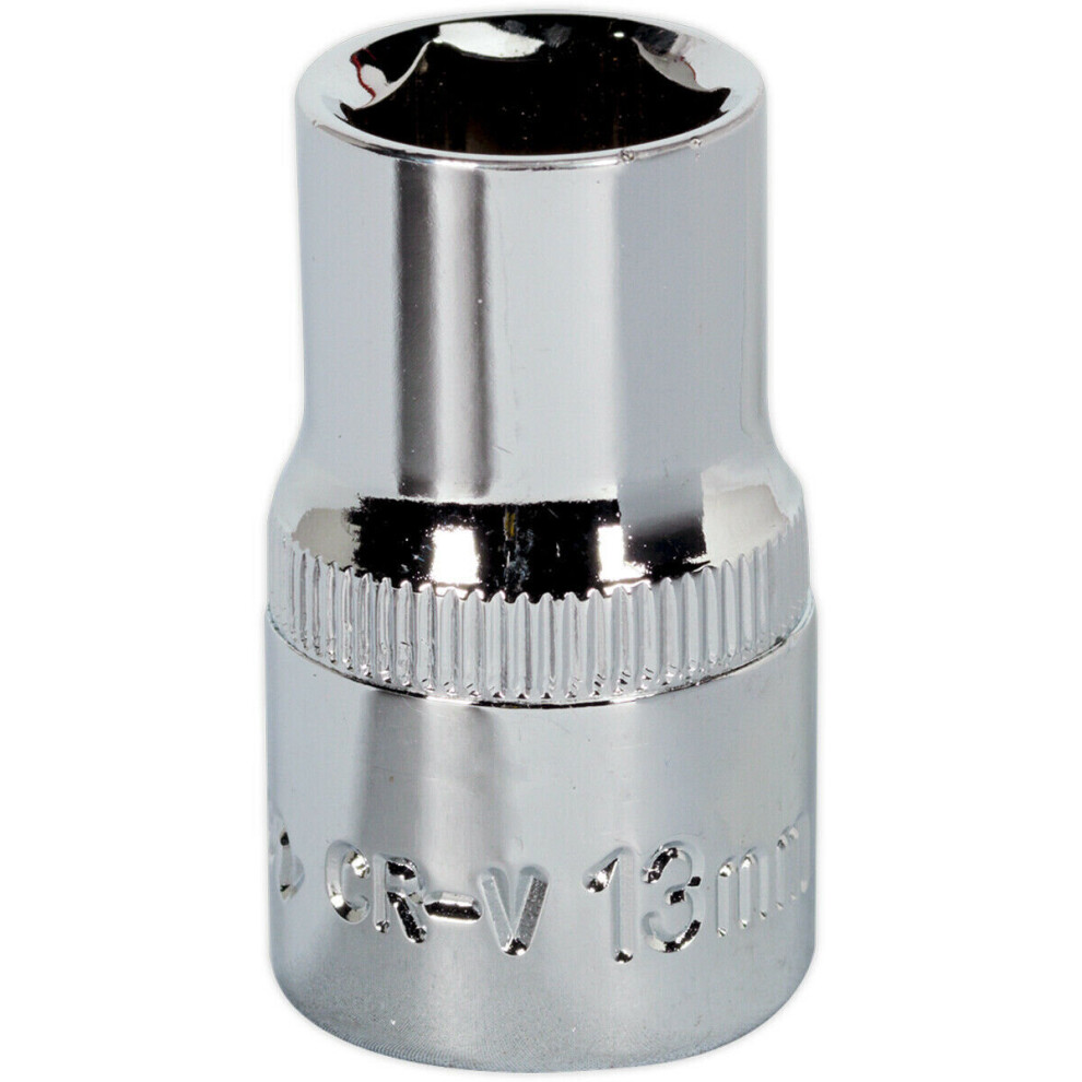 Loops 13Mm Forged Steel Drive Socket - 1/2" Square Drive - Polished Chrome Vanadium