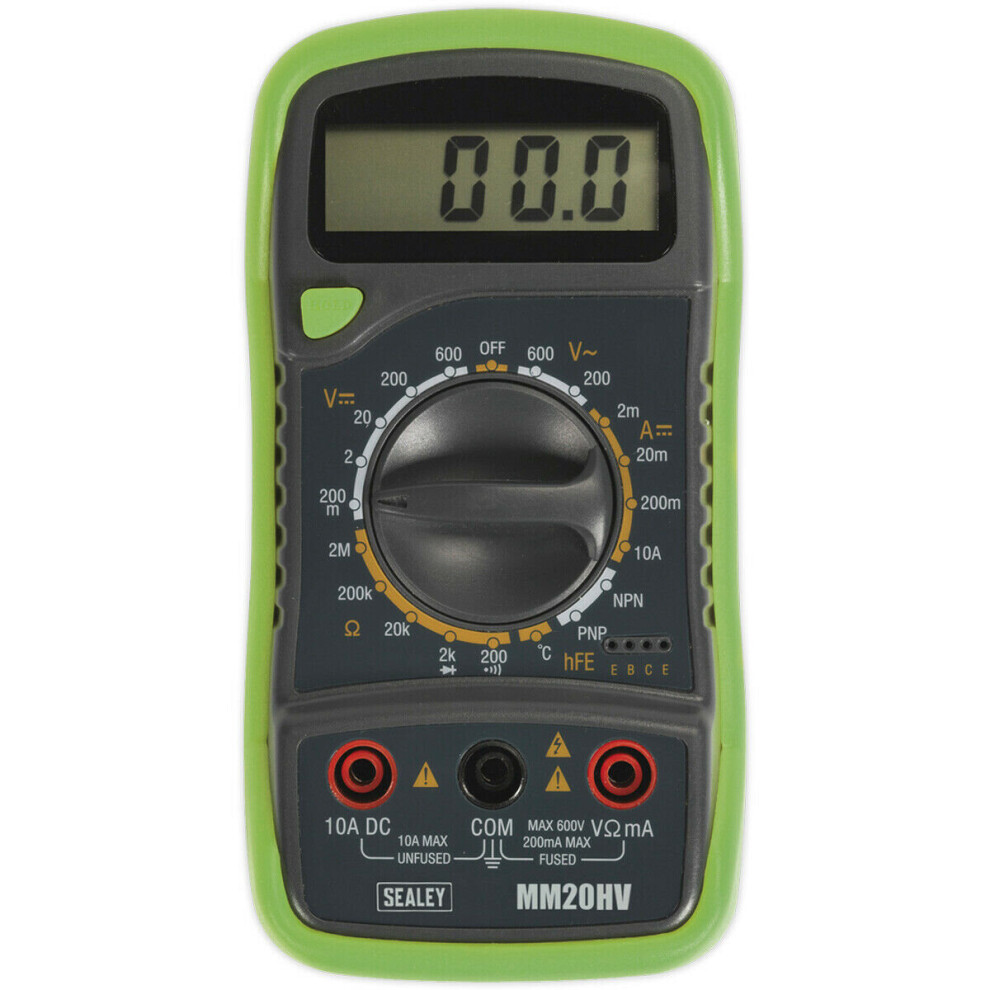 8 Function Digital Multimeter with Thermocouple - Leads & Probes - High Vis