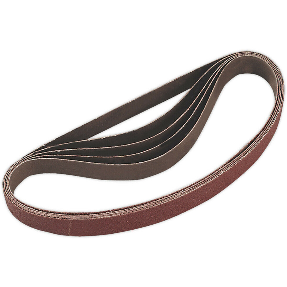 5 PACK - 20mm x 520mm Sanding Belts - 60 Grit Aluminium Oxide Slim Detail Loop