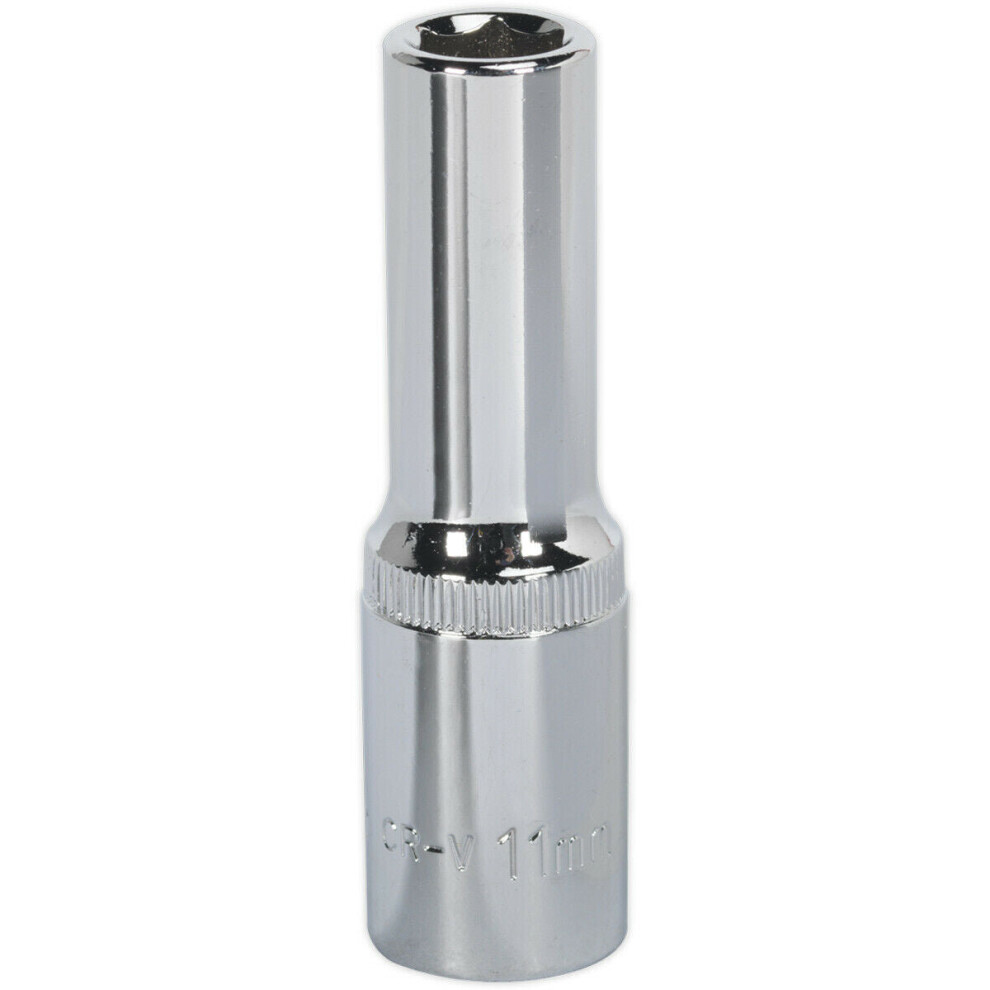 11mm Forged Steel DEEP Drive Socket - 1/2" Square Drive Polished Chrome Vanadium