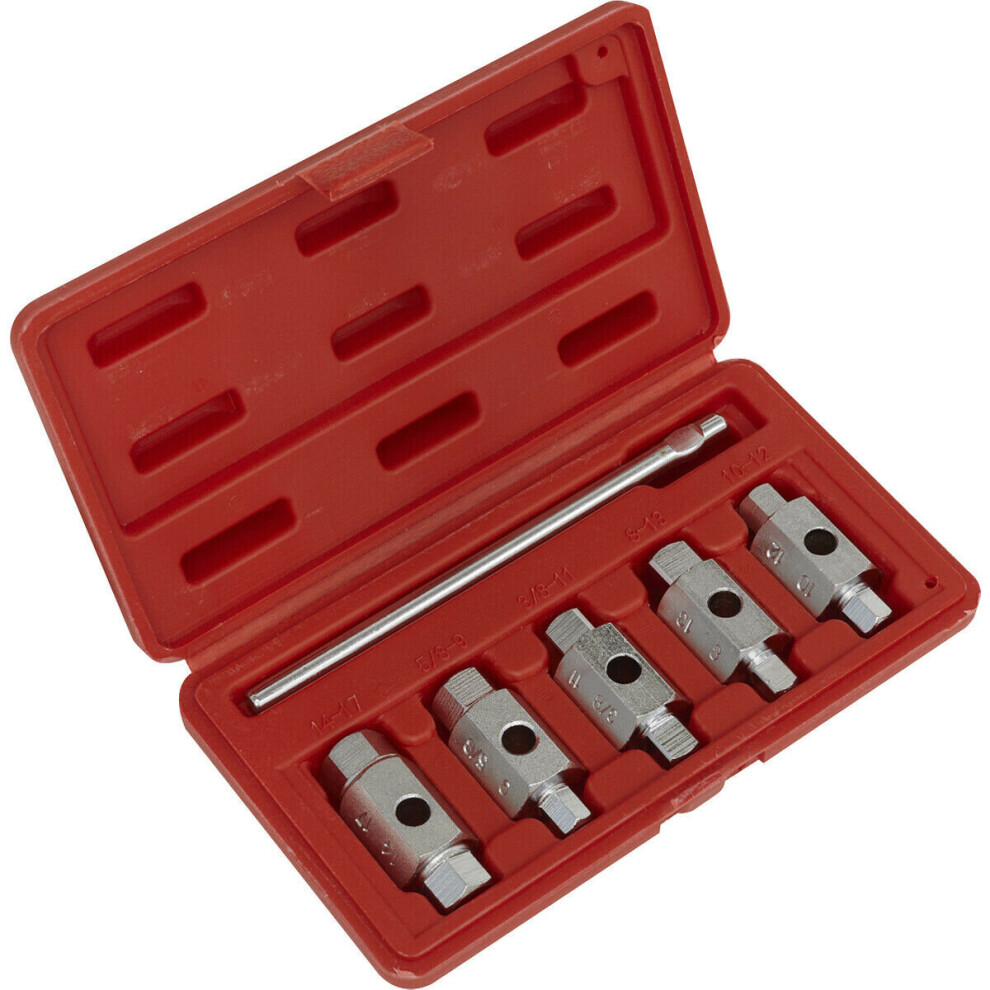 6 Piece Double Ended Drain Key Set - Sump Plug Removal - Tommy Bar - Steel