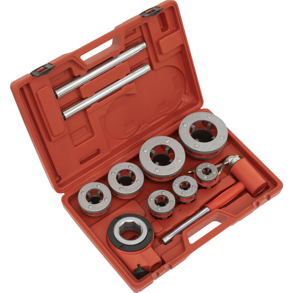 Ratcheting Pipe Threading Kit - 3/8" to 2" BSPT - Cassette Style Die Heads