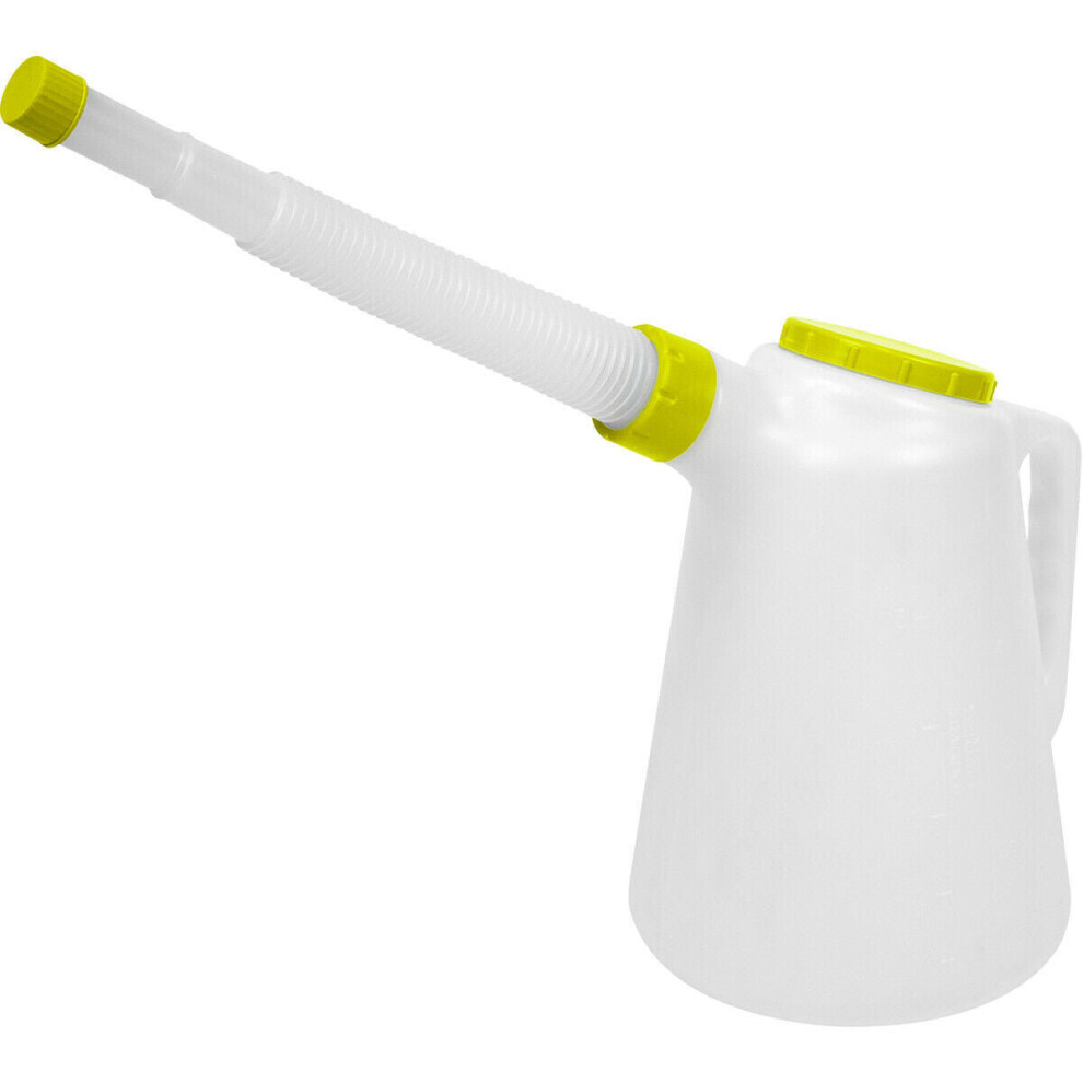 5 Litre Oil Container with Lime Lid & Flexible Spout - Screw Cap - Polyethylene