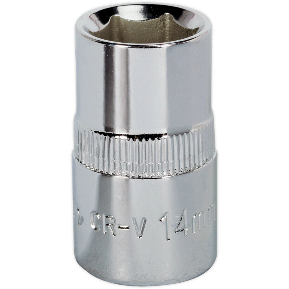14Mm Forged Steel Drive Socket - 1/2" Square Drive - Polished Chrome Vanadium 5056581922540