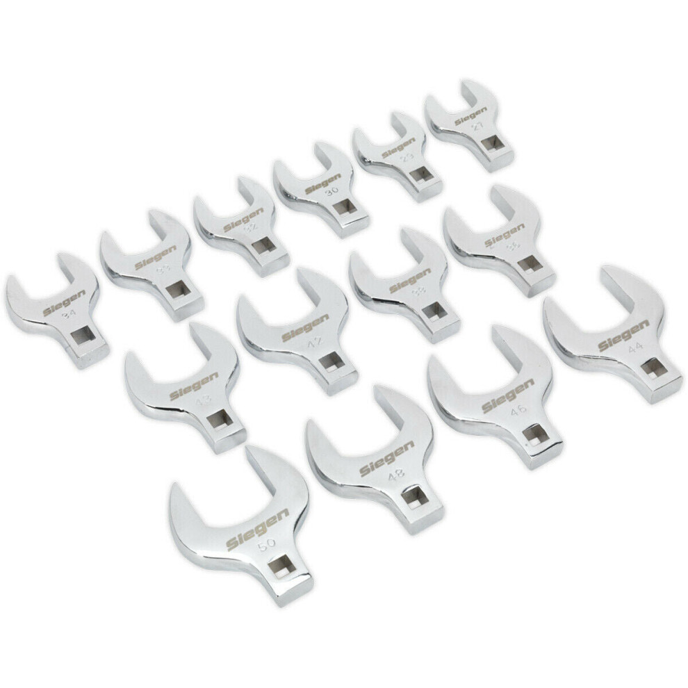 14Pc Crows Foot Spanner Set - 1/2" Square Drive Metric Ratchet Handle Adapter