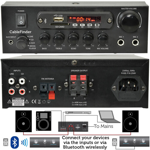 Loops 10 Speaker 5 Zone Background Music Kit Bluetooth Sound System Restaurant Bar 2